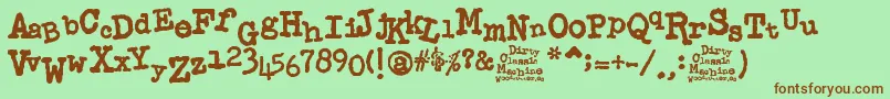 Dirty Classic Machine Font – Brown Fonts on Green Background