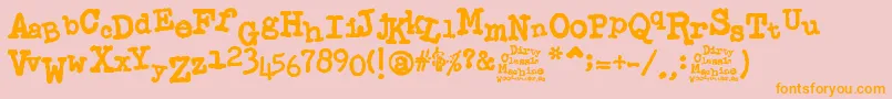 Dirty Classic Machine Font – Orange Fonts on Pink Background