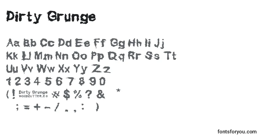Шрифт Dirty Grunge – алфавит, цифры, специальные символы