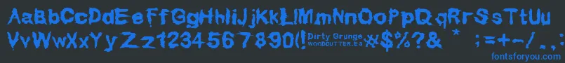 Dirty Grunge Font – Blue Fonts on Black Background