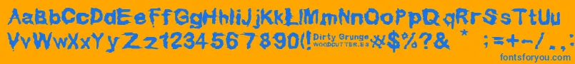 Dirty Grunge Font – Blue Fonts on Orange Background