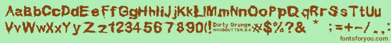 Dirty Grunge Font – Brown Fonts on Green Background