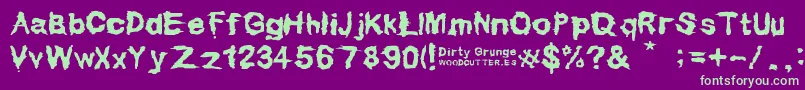 Lisätietoja Dirty Grunge-fontista Dirty Grunge-fontti – vihreät fontit violetilla taustalla