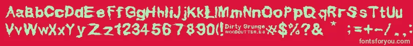Dirty Grunge Font – Green Fonts on Red Background