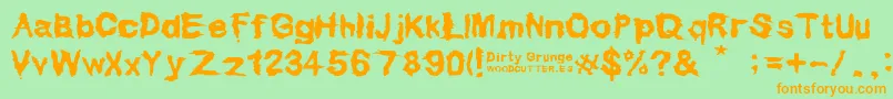 Dirty Grunge Font – Orange Fonts on Green Background