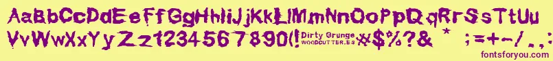 Dirty Grunge Font – Purple Fonts on Yellow Background