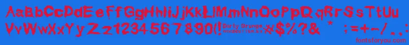 Weitere Informationen zur Dirty Grunge-Schriftart Dirty Grunge-Schriftart – Rote Schriften auf blauem Hintergrund