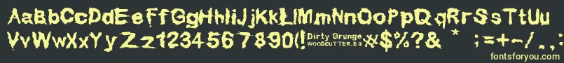 フォントDirty Grunge – 黒い背景に黄色の文字
