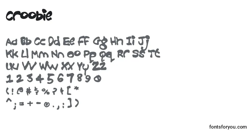 A fonte Croobie – alfabeto, números, caracteres especiais