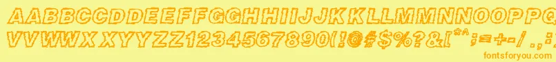 DIRTY NEWS-Schriftart – Orangefarbene Schriften auf gelbem Hintergrund