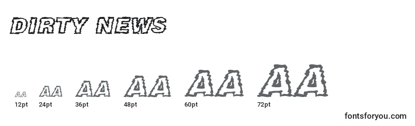 DIRTY NEWS Font Sizes