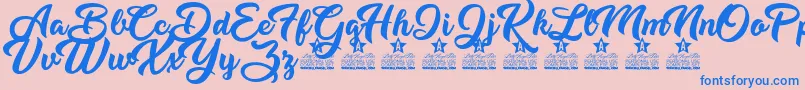 Dirty Queen Personal Use Font – Blue Fonts on Pink Background