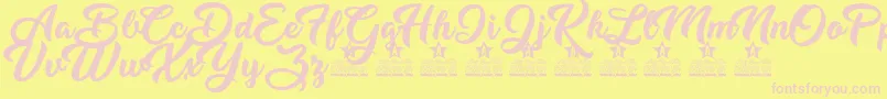 フォントDirty Queen Personal Use – ピンクのフォント、黄色の背景