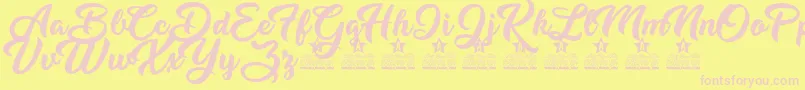 Dirty Queen Personal Use-Schriftart – Rosa Schriften auf gelbem Hintergrund