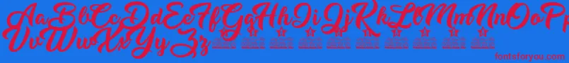 Dirty Queen Personal Use Font – Red Fonts on Blue Background