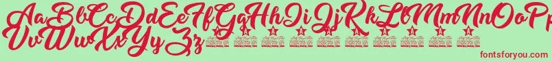 Dirty Queen Personal Use Font – Red Fonts on Green Background