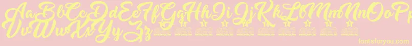 Dirty Queen Personal Use-Schriftart – Gelbe Schriften auf rosa Hintergrund