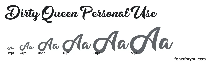 Dirty Queen Personal Use Font Sizes