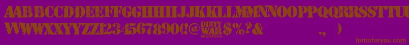 Fonte Dirty War – fontes marrons em um fundo roxo