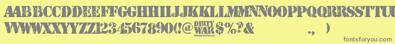 Dirty War-Schriftart – Graue Schriften auf gelbem Hintergrund