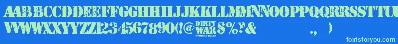 Fonte Dirty War – fontes verdes em um fundo azul