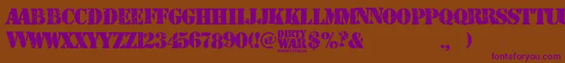 Dirty War-Schriftart – Violette Schriften auf braunem Hintergrund