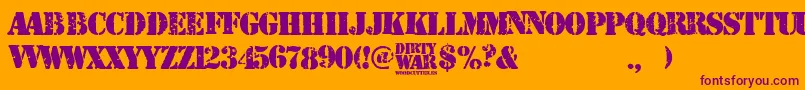 Dirty War-Schriftart – Violette Schriften auf orangefarbenem Hintergrund