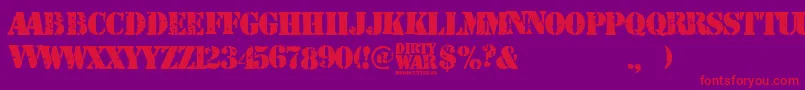 Dirty War-Schriftart – Rote Schriften auf violettem Hintergrund