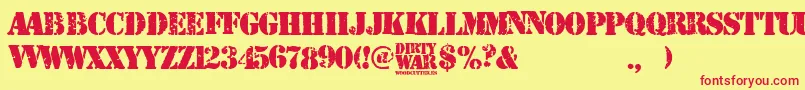 Dirty War Font – Red Fonts on Yellow Background