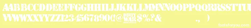Fonte Dirty War – fontes brancas em um fundo amarelo