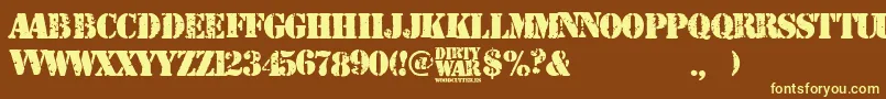 Dirty War-Schriftart – Gelbe Schriften auf braunem Hintergrund