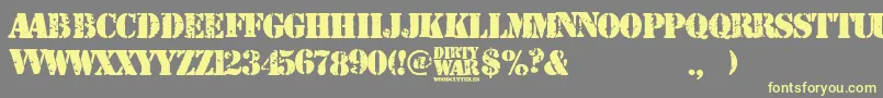 Dirty War-Schriftart – Gelbe Schriften auf grauem Hintergrund