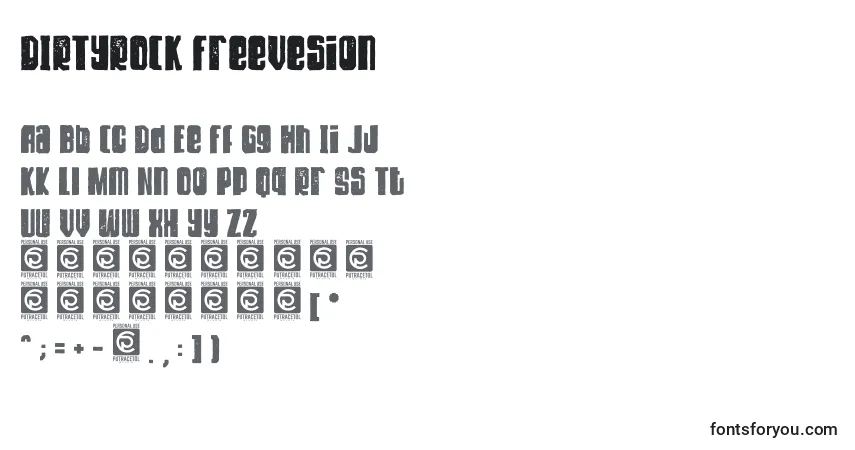 A fonte DIRTYROCK FreeVesion – alfabeto, números, caracteres especiais