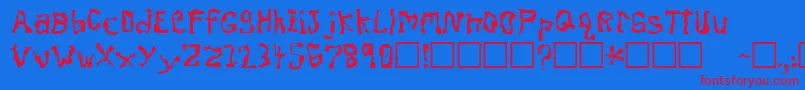 dis Font – Red Fonts on Blue Background