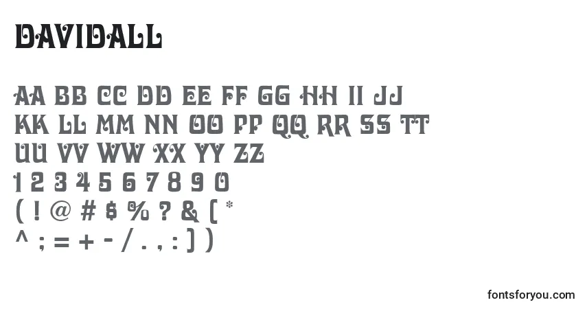 Czcionka DavidaLl – alfabet, cyfry, specjalne znaki