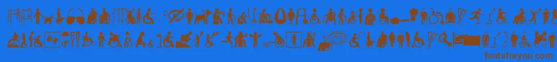 フォントDisabledIcons – 茶色の文字が青い背景にあります。