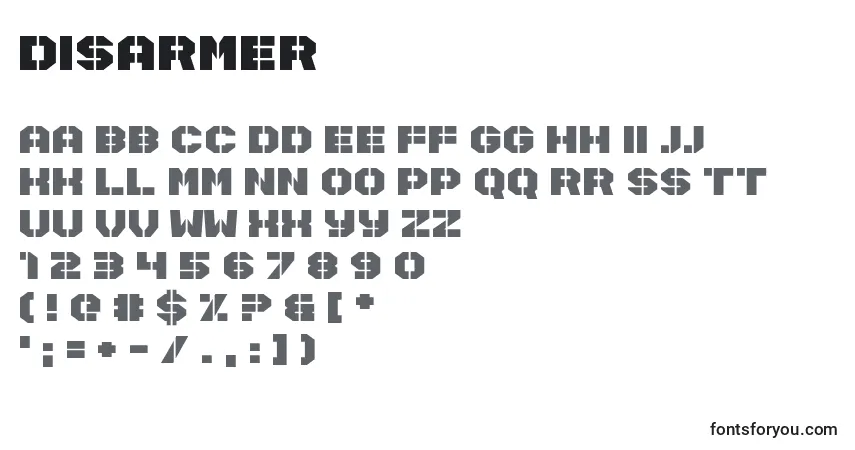 Czcionka Disarmer – alfabet, cyfry, specjalne znaki
