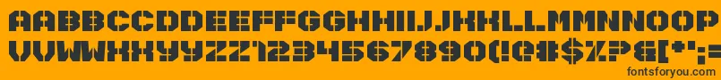 Disarmer-Schriftart – Schwarze Schriften auf orangefarbenem Hintergrund