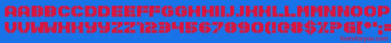 Disarmer Font – Red Fonts on Blue Background