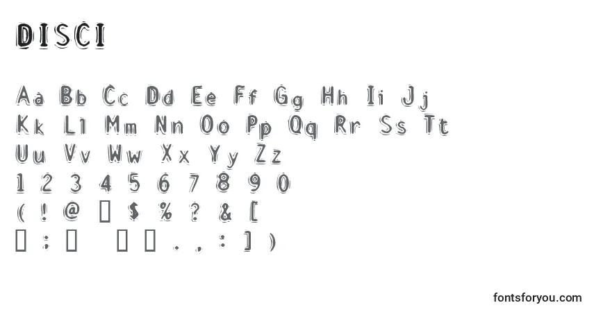 A fonte DISCI    (125152) – alfabeto, números, caracteres especiais