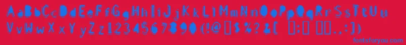DISCIB  -Schriftart – Blaue Schriften auf rotem Hintergrund