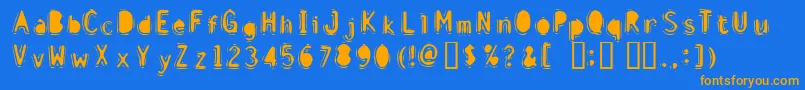 DISCIB  -Schriftart – Orangefarbene Schriften auf blauem Hintergrund