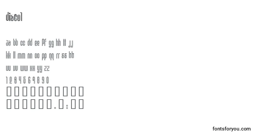 Czcionka DISCO1   (125154) – alfabet, cyfry, specjalne znaki