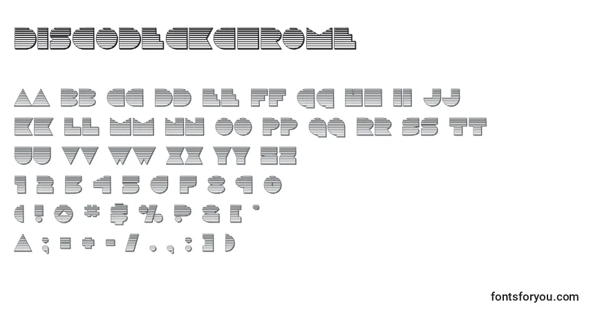 A fonte Discodeckchrome (125161) – alfabeto, números, caracteres especiais
