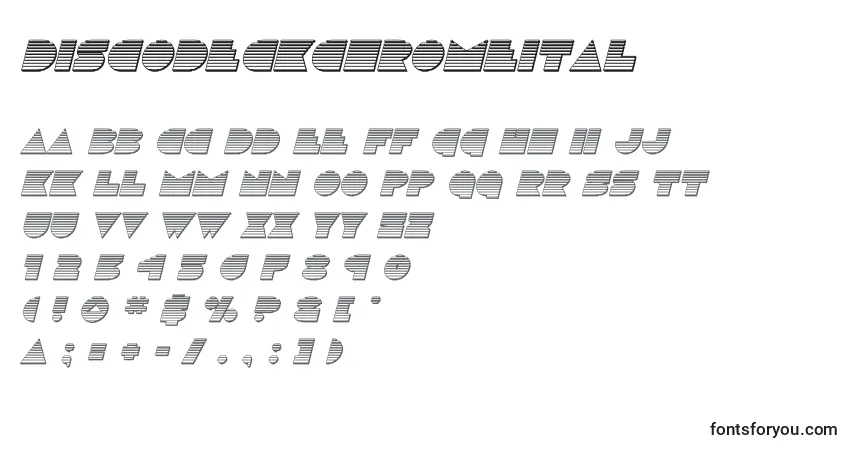 Fuente Discodeckchromeital (125163) - alfabeto, números, caracteres especiales