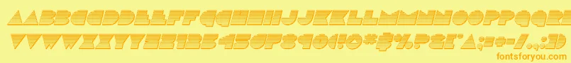 フォントdiscodeckchromeital – オレンジの文字が黄色の背景にあります。