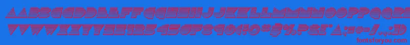 discodeckchromeital-Schriftart – Rote Schriften auf blauem Hintergrund