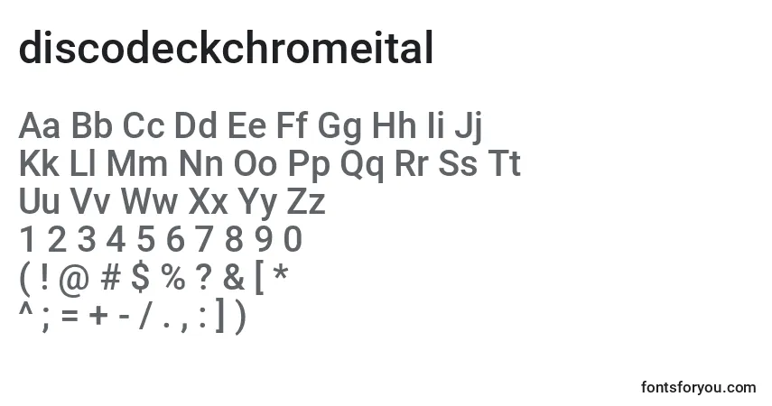Schriftart Discodeckchromeital (125164) – Alphabet, Zahlen, spezielle Symbole