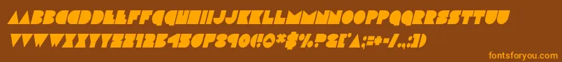 フォントdiscodeckcondital – オレンジ色の文字が茶色の背景にあります。