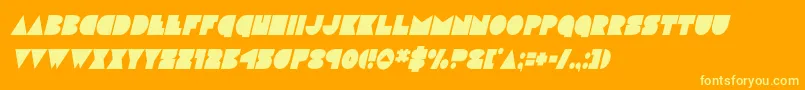 discodeckcondital-Schriftart – Gelbe Schriften auf orangefarbenem Hintergrund